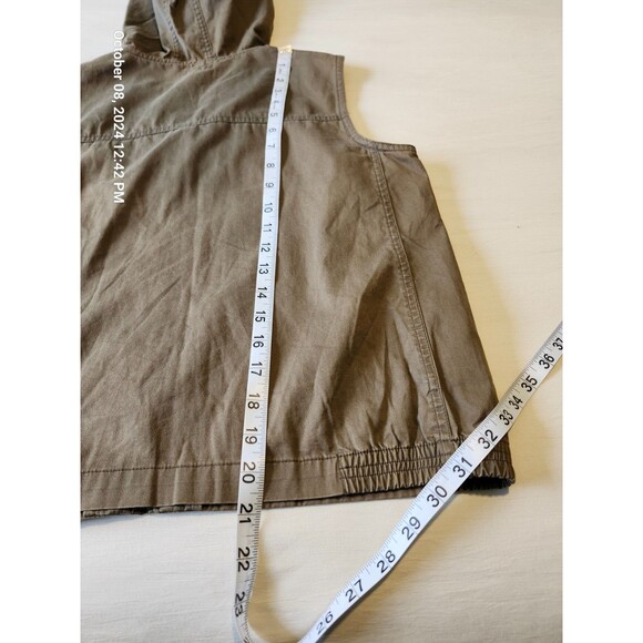 Hooded Utility Vest Women's size Medium Olive Brown Naf Naf 100% Cotton - Picture 6 of 7